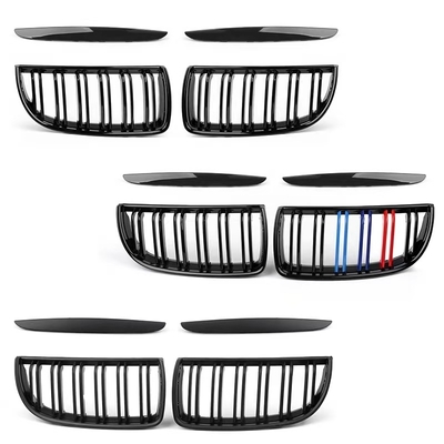 Custom OE NO. Matte Black Double Slat Line Front Grille for BMW E90 E91 M POWER Style