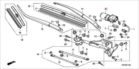 2006- Year OE NO. 76505-SWA-A01 Front Power Windshield Wiper Motor for HONDA CRV RE